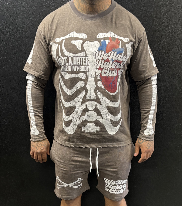 #We Hate Haters Club "X-Ray" Double Shirt (Sun Fade Vintage Grey)