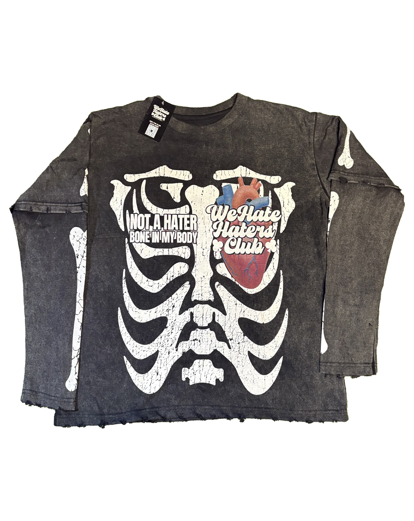 #We Hate Haters Club "X-Ray" Double Shirt (Sun Fade Vintage Black)