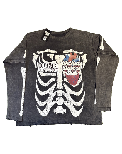 #We Hate Haters Club "X-Ray" Long sleeve Tee (Sun Fade Vintage Black)