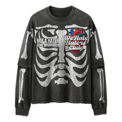 #We Hate Haters Club "X-Ray" Long sleeve Tee (Sun Fade Vintage Black)