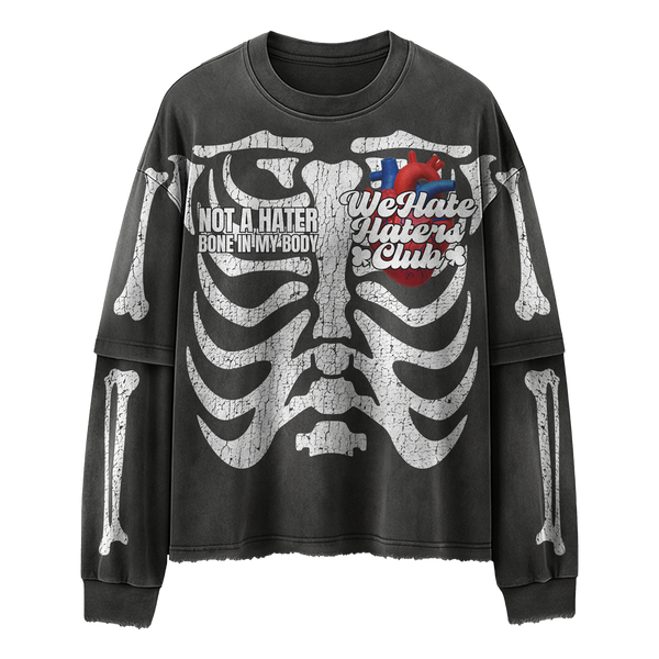 #We Hate Haters Club "X-Ray" Long sleeve Tee (Sun Fade Vintage Black)