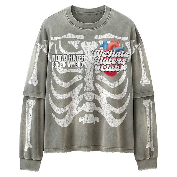 #We Hate Haters Club "X-Ray" Long sleeve Tee (Sun Fade Vintage Grey)