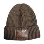 We Hate Haters Club Shortcut Knit Beanie (Brown/Brown Leather)