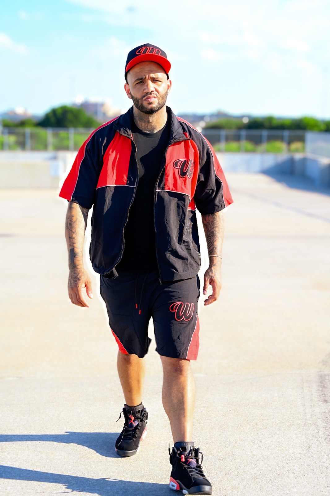 We Hate Haters Club Winners Windbreaker Shortset (Black/Red)