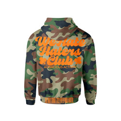 We Hate Haters Club Camo and Orange Hoody