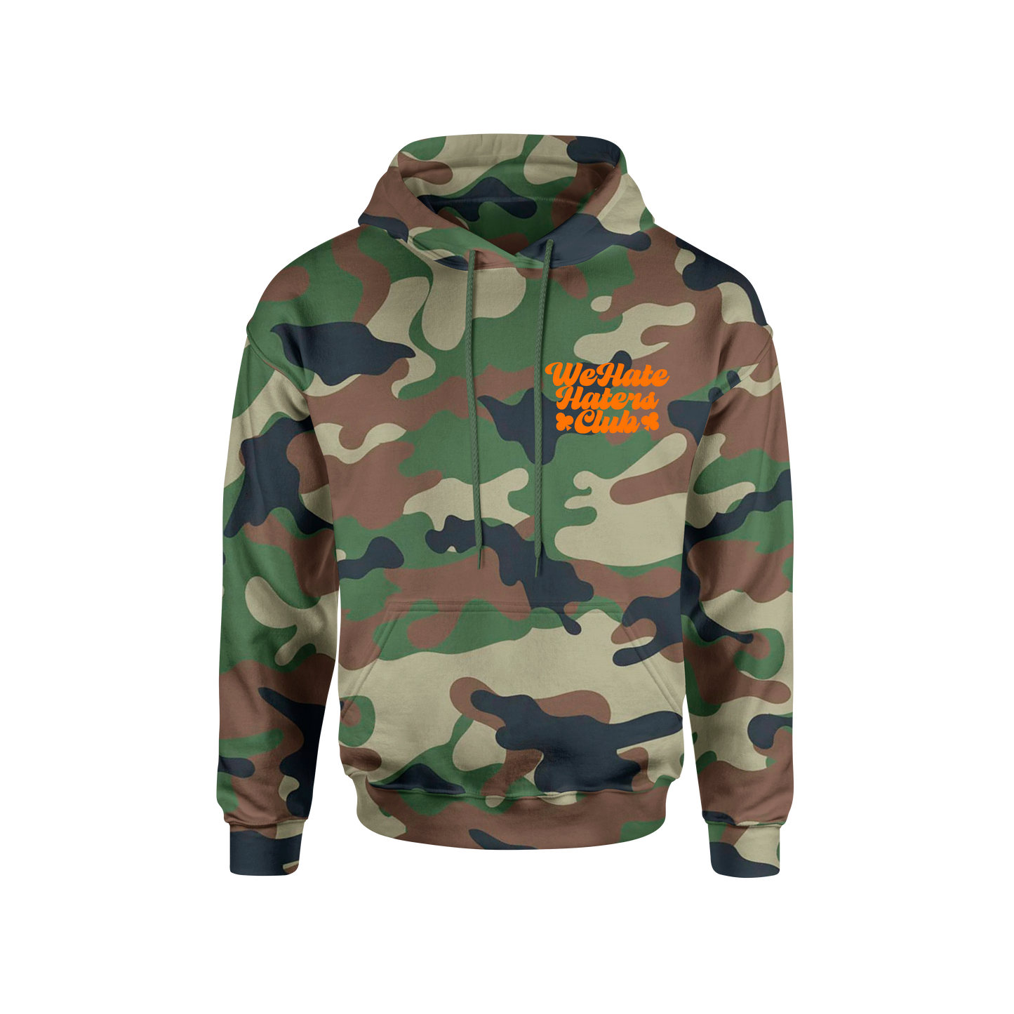 We Hate Haters Club Camo and Orange Hoody