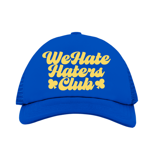 We Hate Haters Club Trucker Hat (Blue/Yellow)