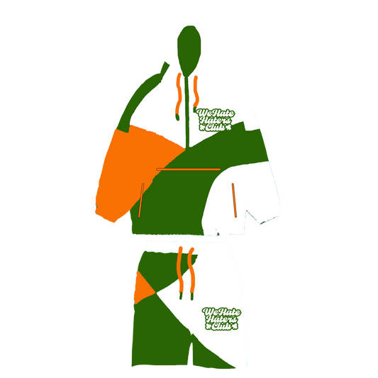 Apex We Hate Haters Club Windbreaker Shortset (White/Orange/Green)