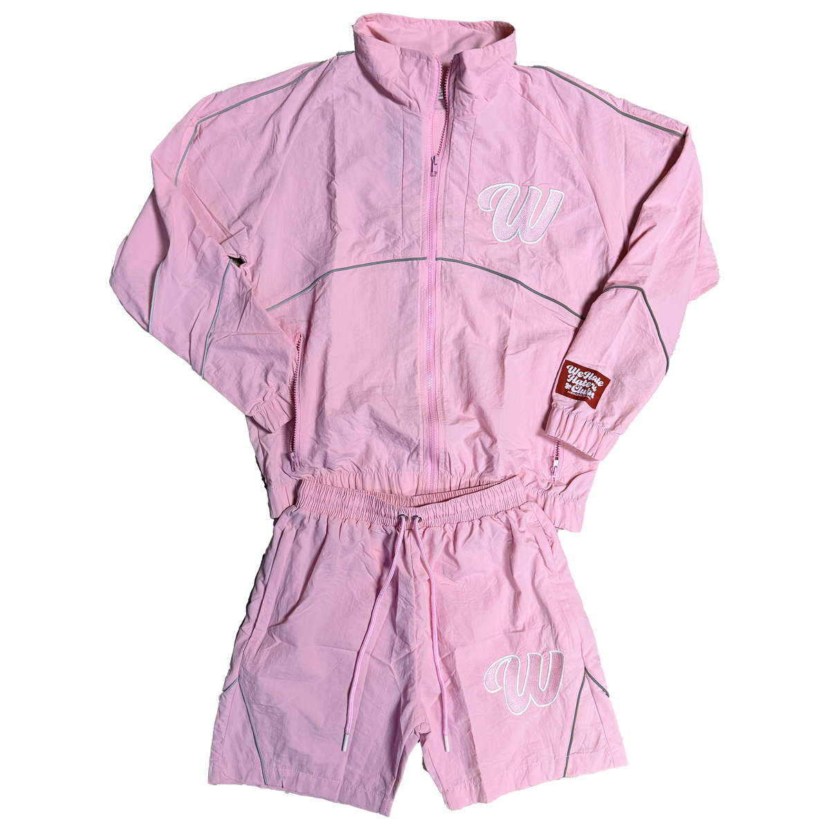##We Hate Haters Club Winners Windbreaker Shortset (Soft Pink)