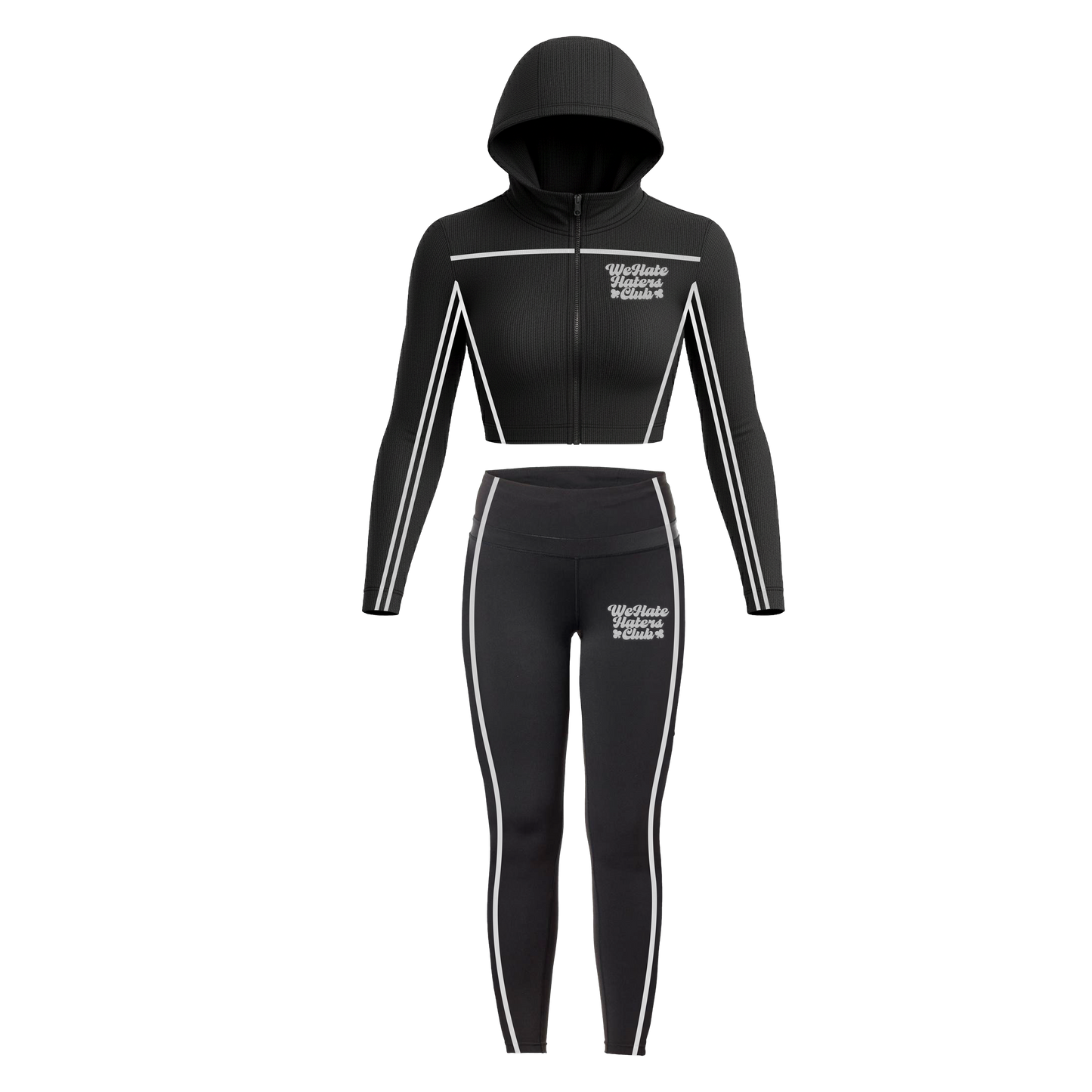 We Hate Haters Club Women's Compression 2 Piece Set (Black/White)